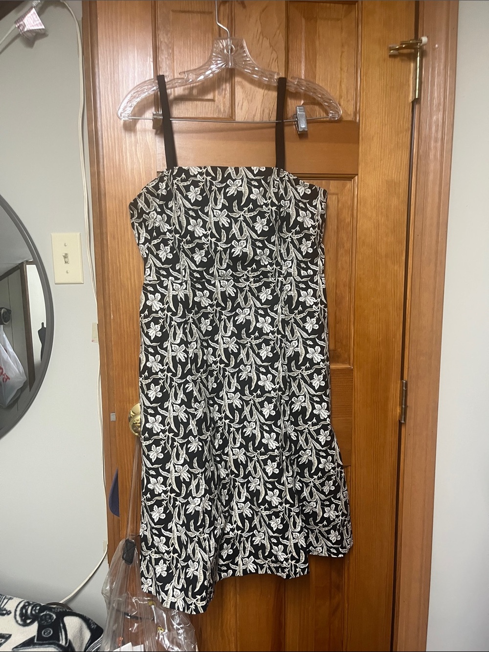 GAP Black Strapless Dress with White Floral Print